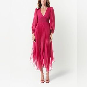 Alice + Olivia Sion Sunburst pleated, smocked midi-dress - NWT